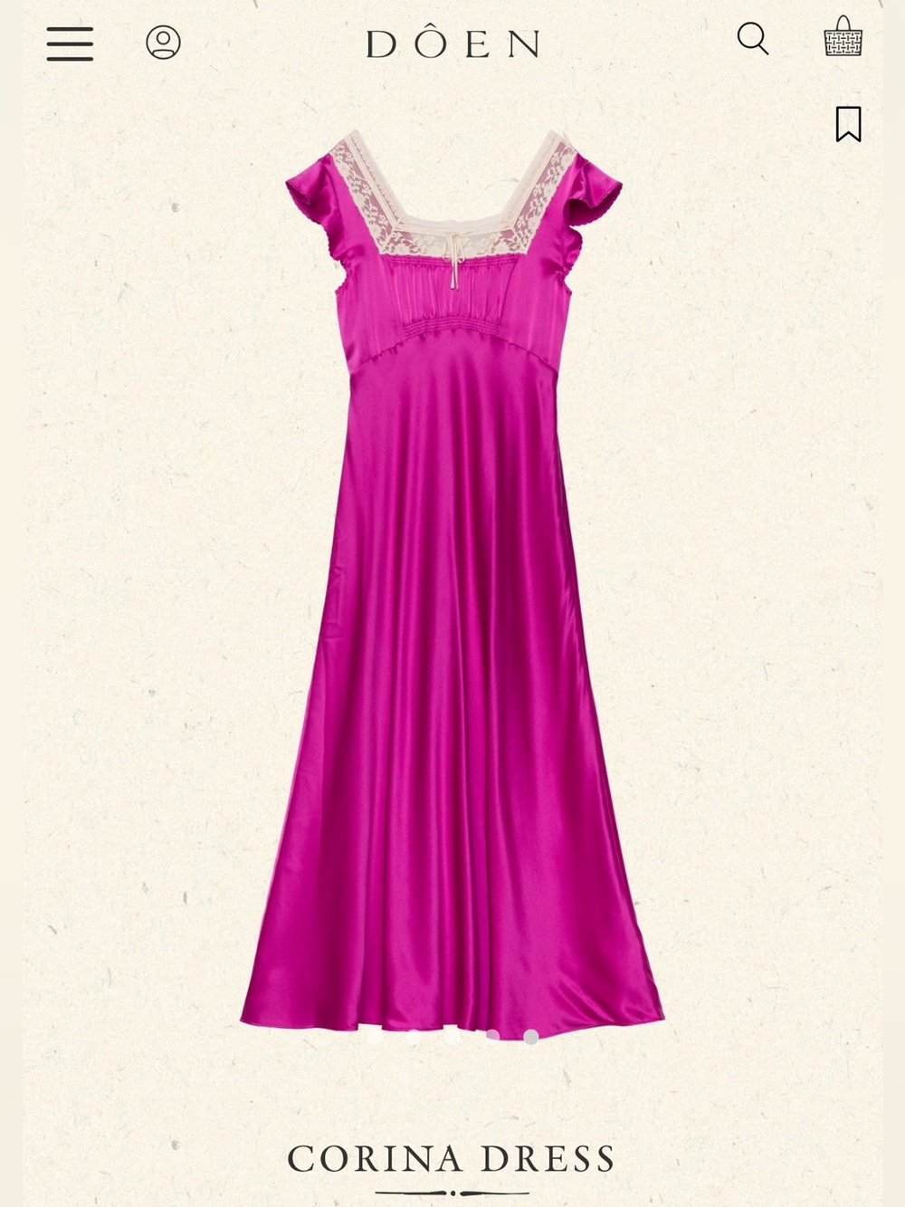 Doen Corina Maxi Dress in Magenta with Cream Lace